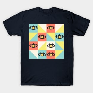 Quirky geometric pattern with eyes T-Shirt